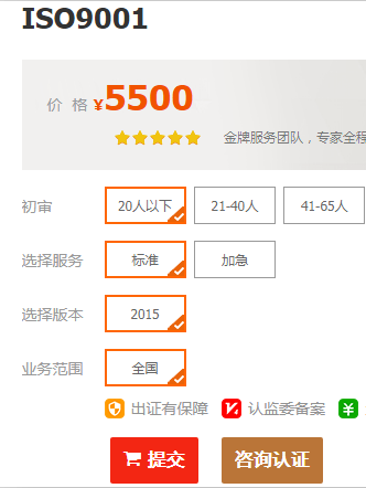 ISO9001認(rèn)證價格